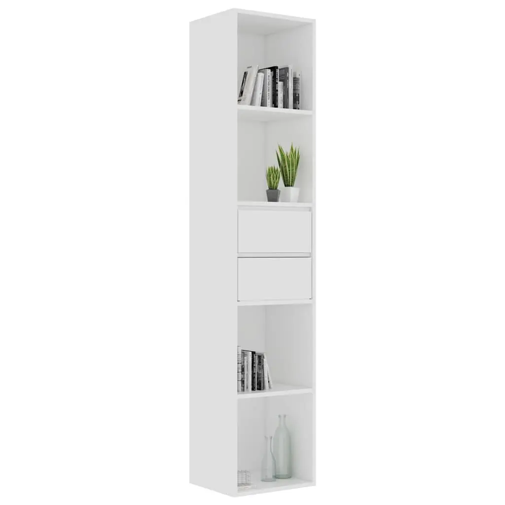 Wall-Mounted Book Cabinet Modern White Engineered Wood Organizer 36 x 30 x 171 cm