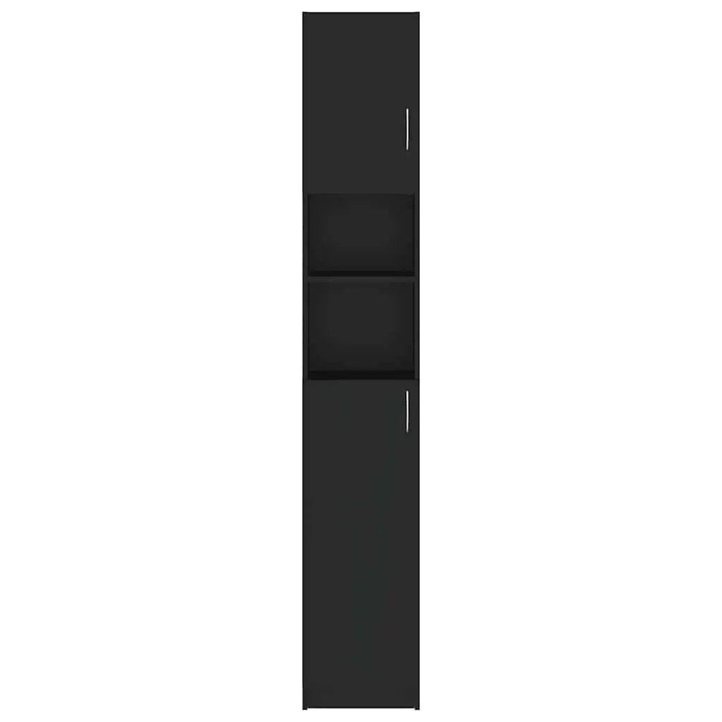 Bathroom Storage Cabinet Black Tall Unit with 4 Shelves and 2 Open Shelves