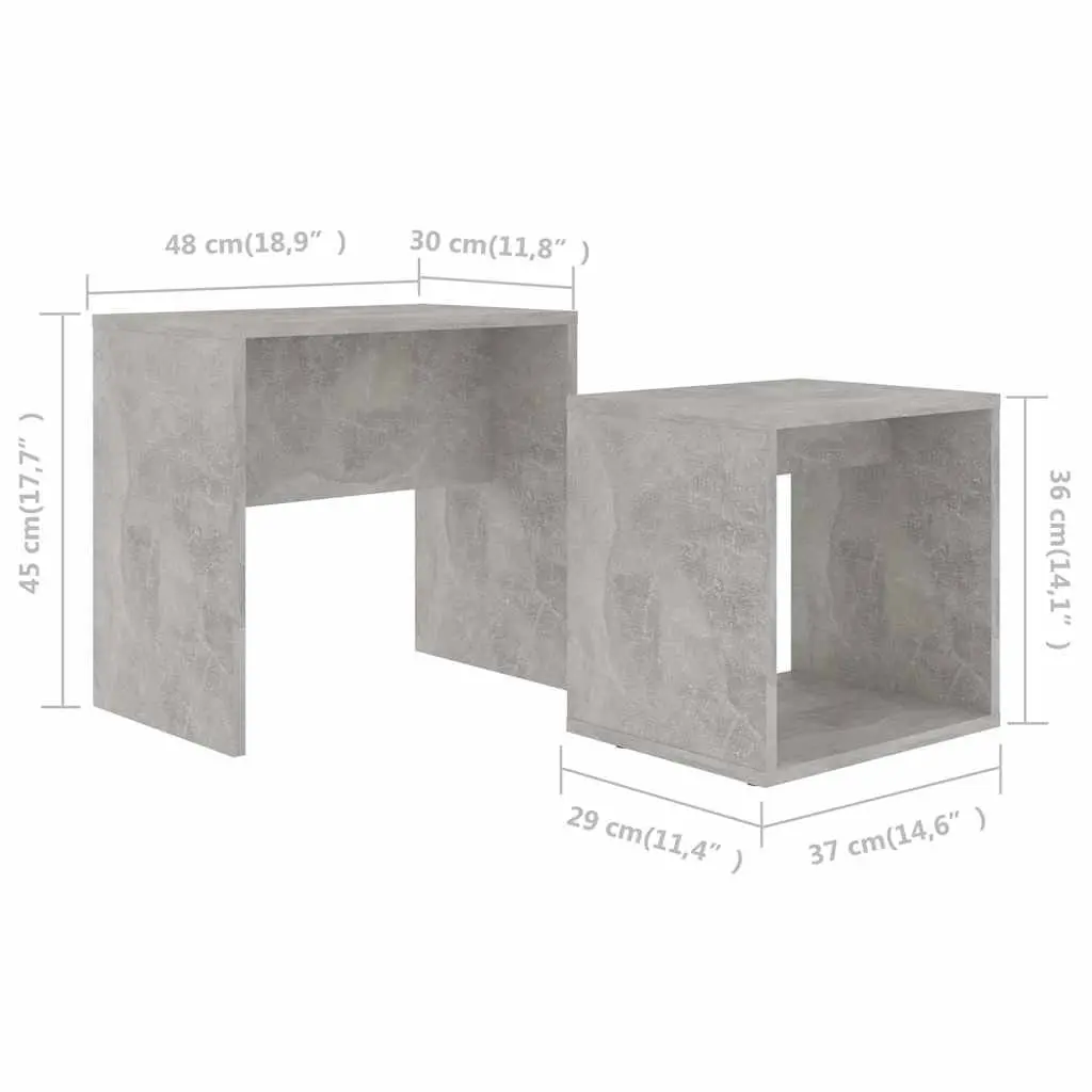 Coffee Table Set Nesting Grey Contemporary 2 Piece