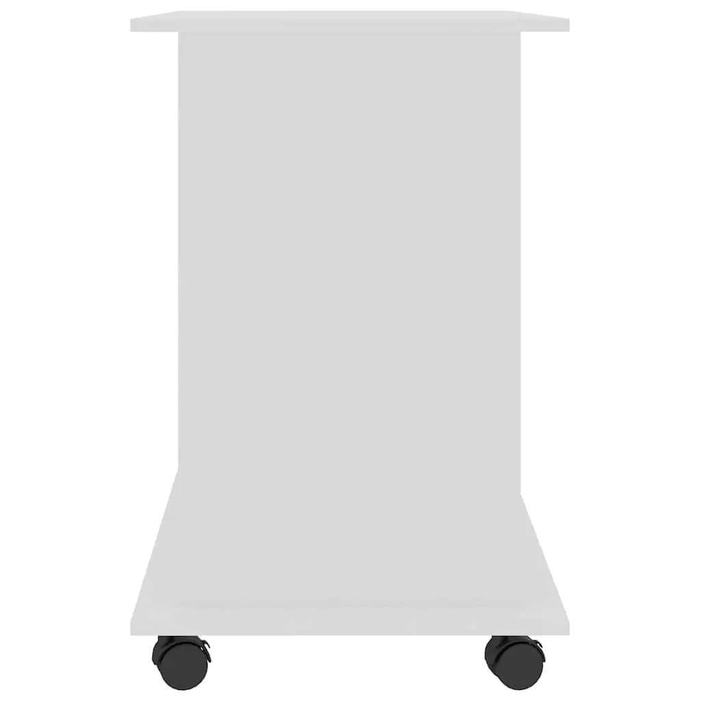 Computer Desk White Compact 80x50x75cm Laptop Desktop Workstation with Sliding Keyboard Shelf and Mobile Castors