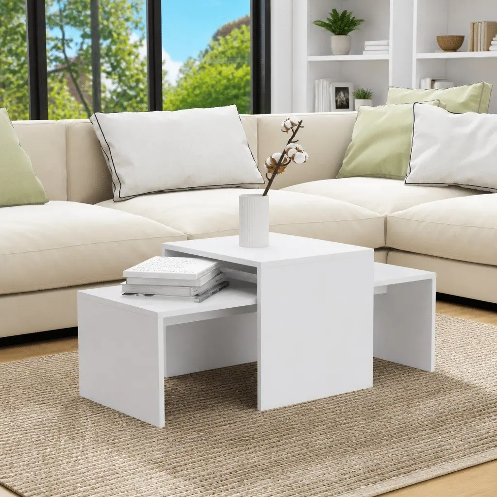 White Nesting Coffee Table Set