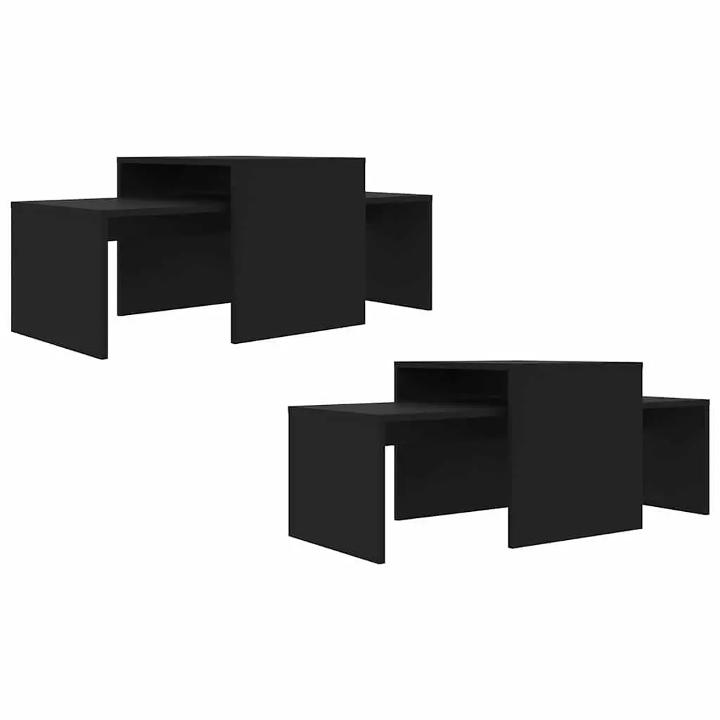 Coffee Table Set Black Nesting Tables Engineered Wood
