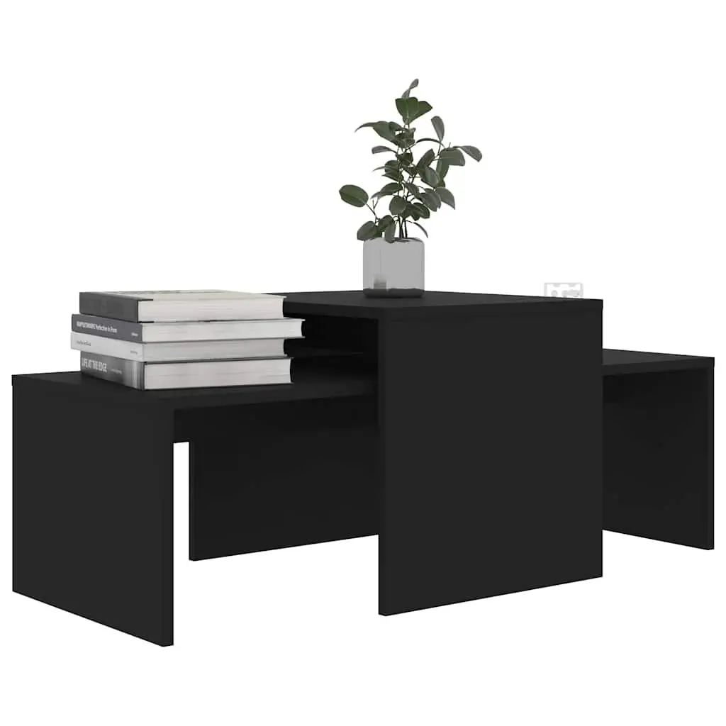 Coffee Table Set Black Nesting Tables Engineered Wood