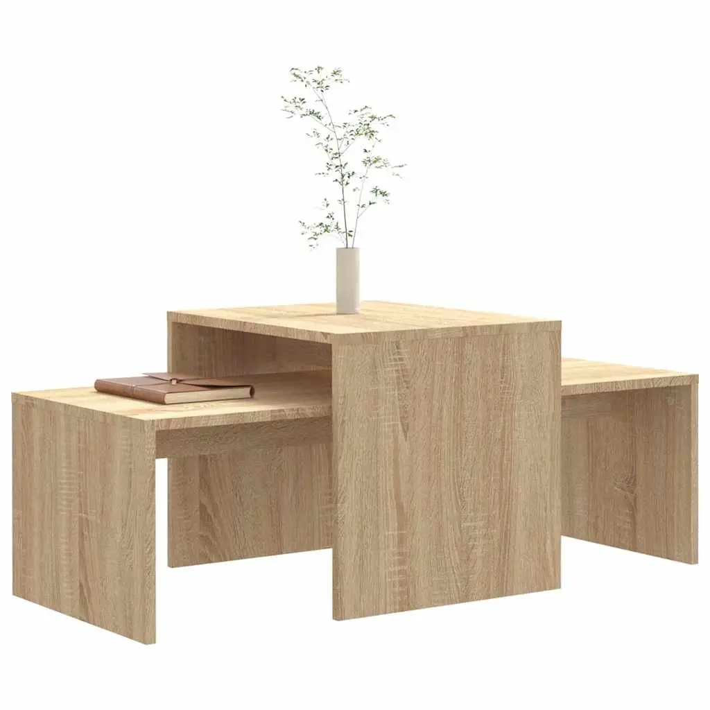 Coffee Table Set Nesting Design Engineered Wood Brown Accent Side Tables