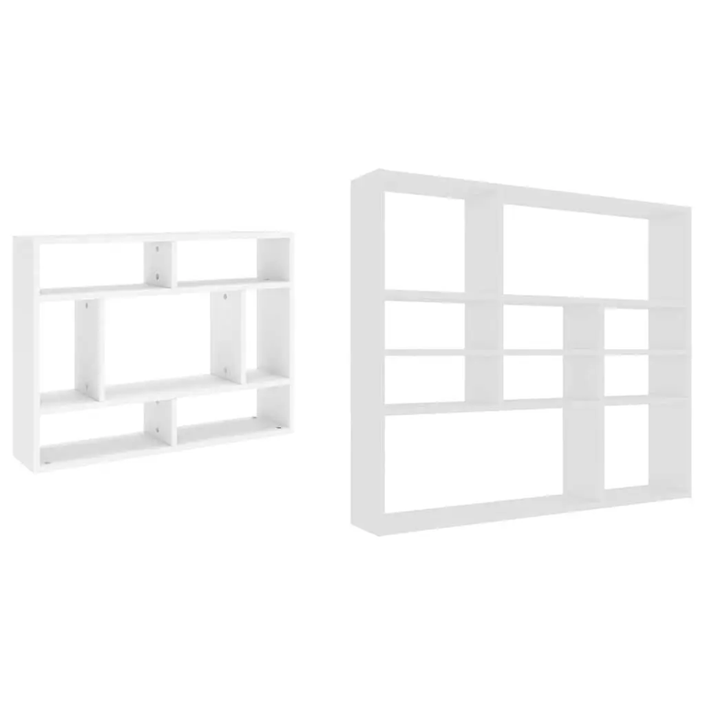 Wall Shelf Open Compartments White 90x16x78 cm Display Organiser Storage Unit