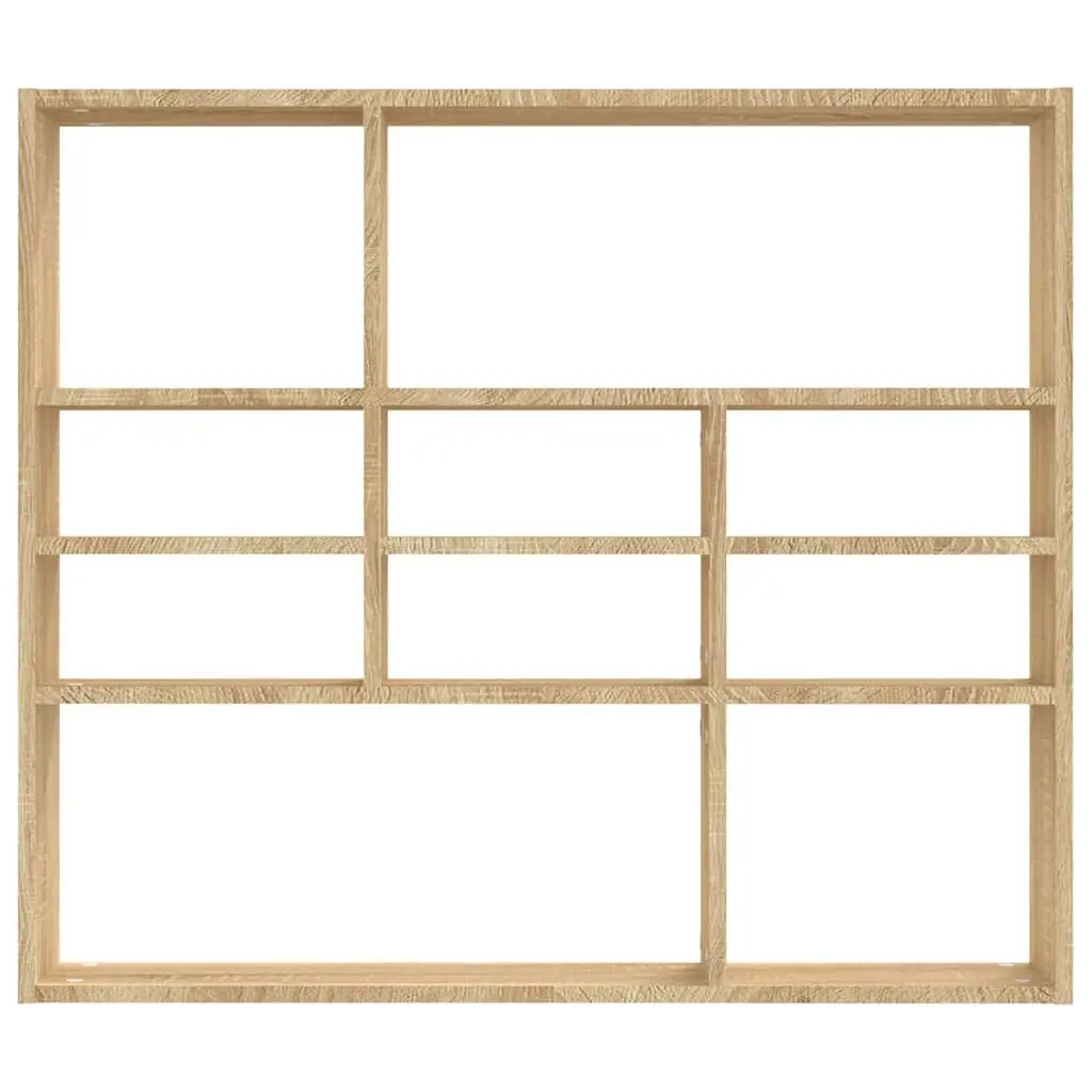 Wall Shelf Display Unit 10 Compartments Open Storage Brown Home Organizer