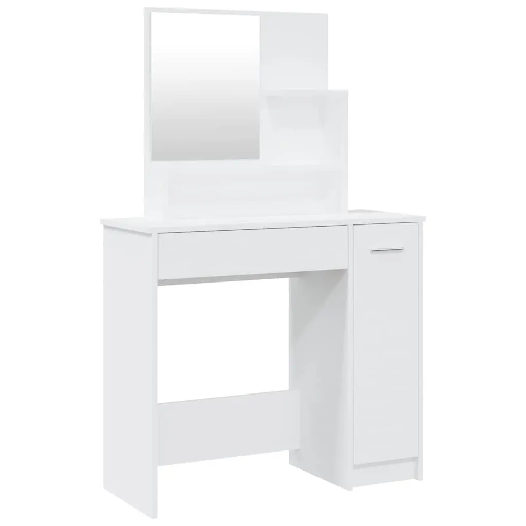 Dressing Table with Mirror White Engineered Wood Makeup Desk Storage Drawer 86.5 x 35 x 136 cm