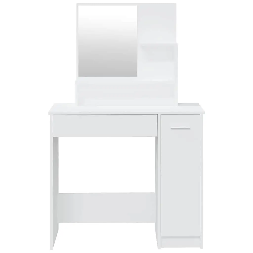 Dressing Table with Mirror White Engineered Wood Makeup Desk Storage Drawer 86.5 x 35 x 136 cm