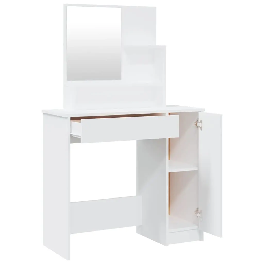 Dressing Table with Mirror White Engineered Wood Makeup Desk Storage Drawer 86.5 x 35 x 136 cm