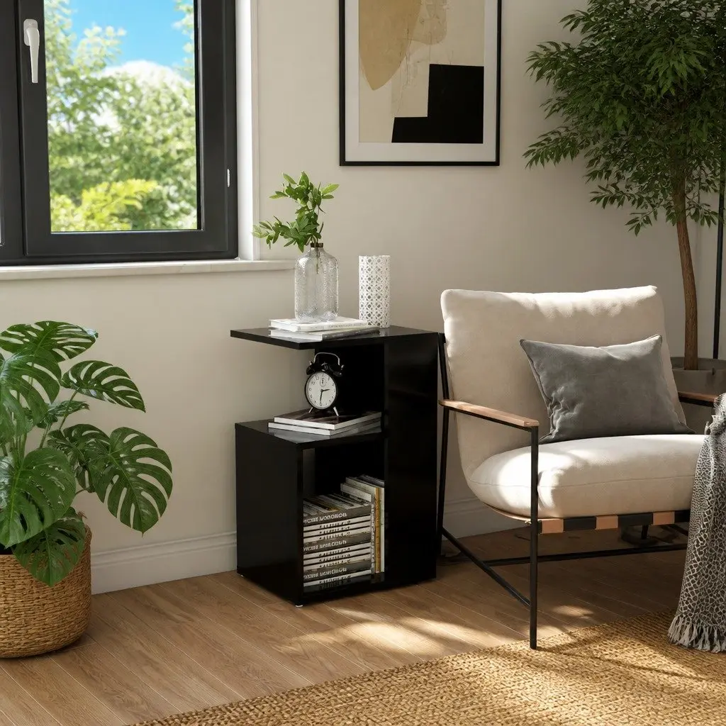 Black Accent Table with Storage