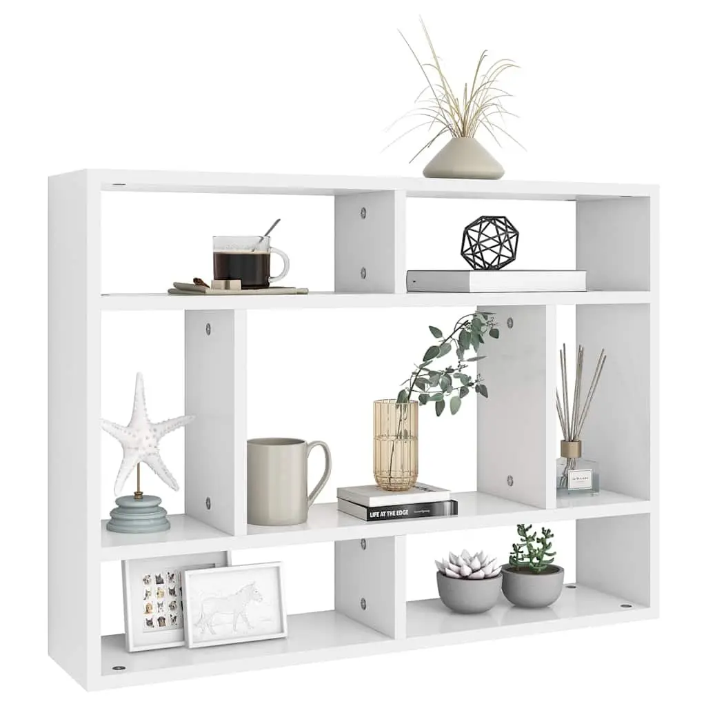 Wall Shelf White 75x16x55 cm with Open Compartments