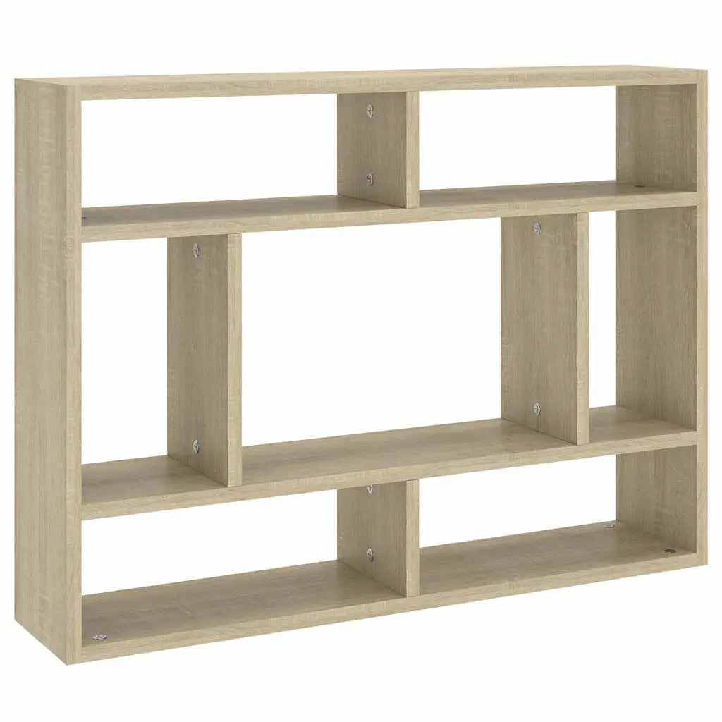 Wall Shelf Sonoma Oak Open Compartment Storage Display Shelving Unit 75x16x55cm