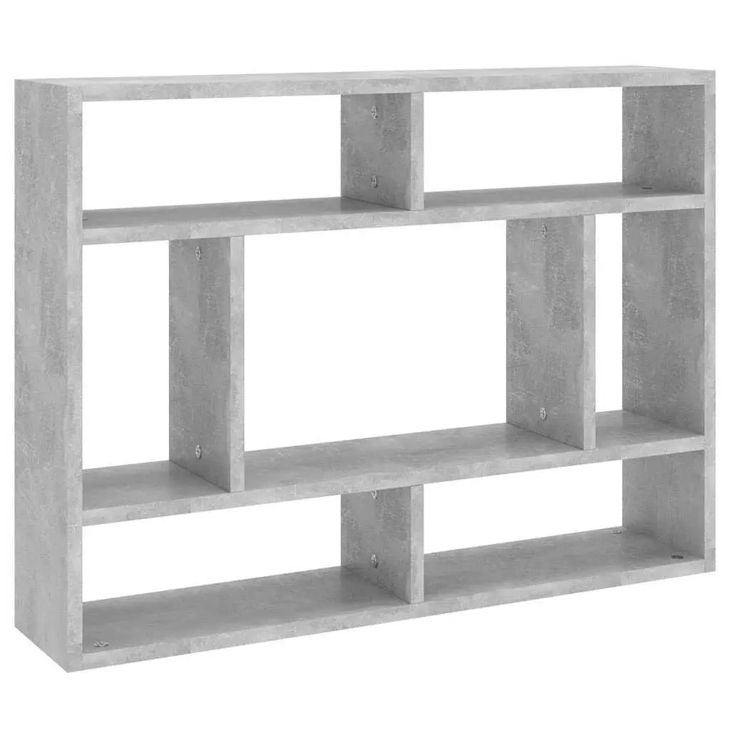 Wall Shelf Grey Open Compartment Storage Display Unit 75 x 16 x 55 cm