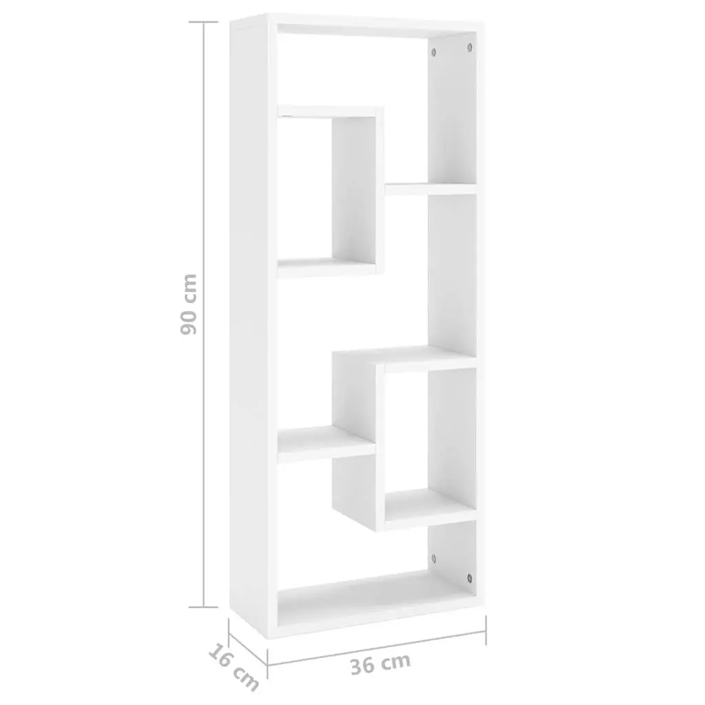 Wall Shelf Open Compartment White 36 x 16 x 90 cm