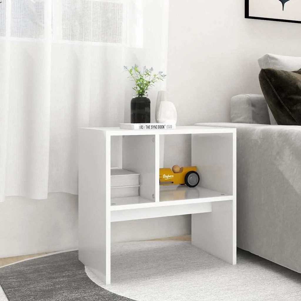Side Table White Accent Storage Furniture 50x30x50 cm