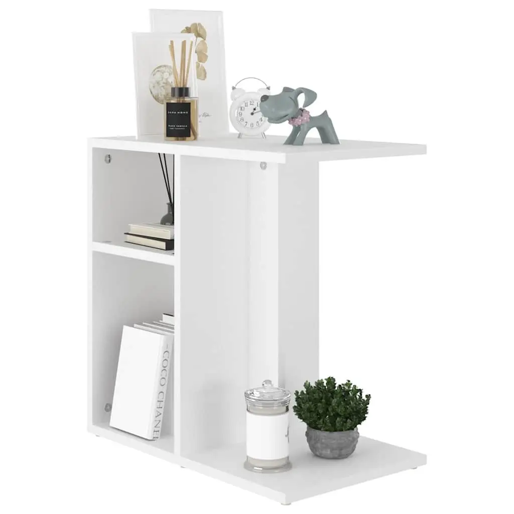 Side Table White Accent Storage Furniture 50x30x50 cm
