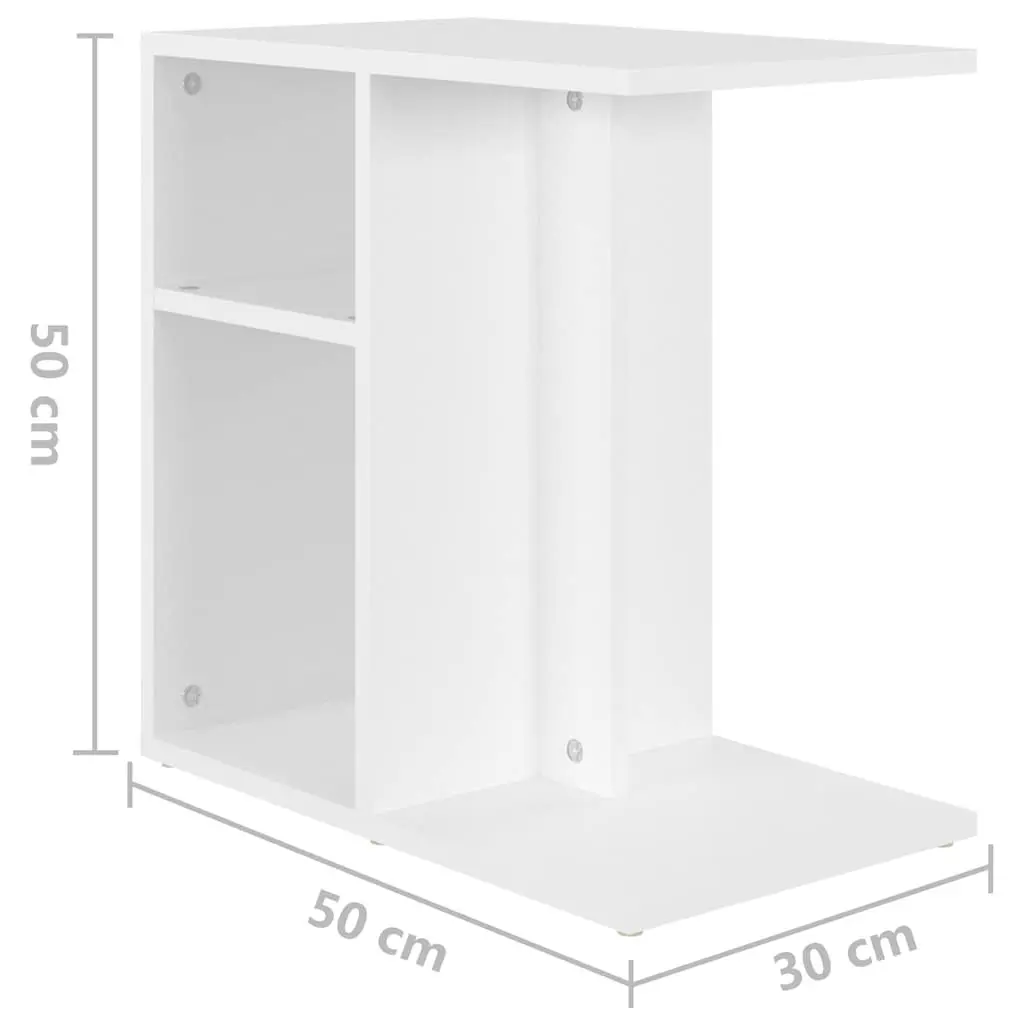 Side Table White Accent Storage Furniture 50x30x50 cm