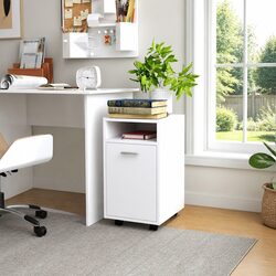Convenient White Cabinet with Wheels for Your Storage Needs