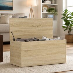 Storage Chest Brown Wooden Cabinet Organizer 84x42x46cm Living Room Bedroom