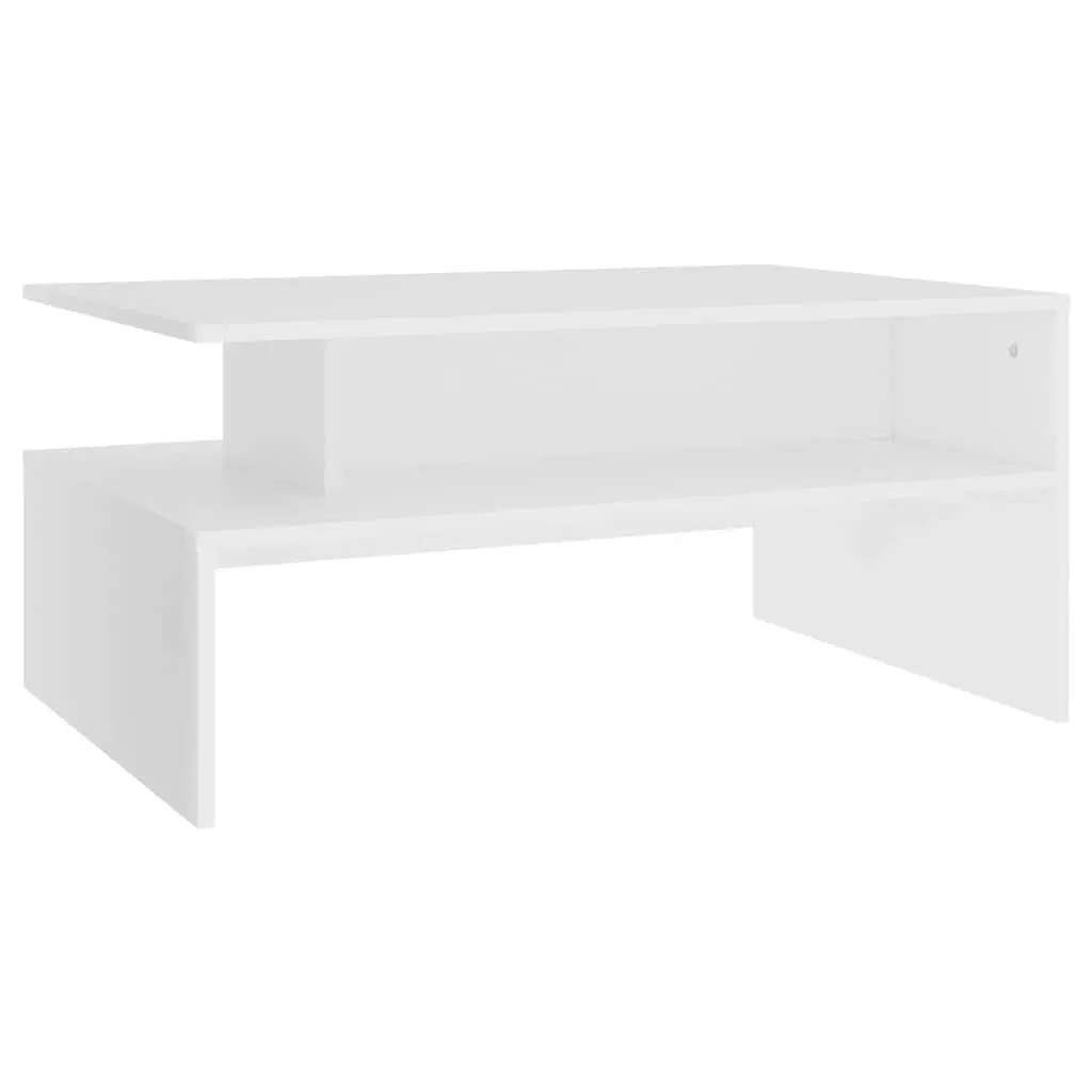 White Coffee Table Modern Storage Shelf 90cm Width 60cm Depth 42.5cm Height
