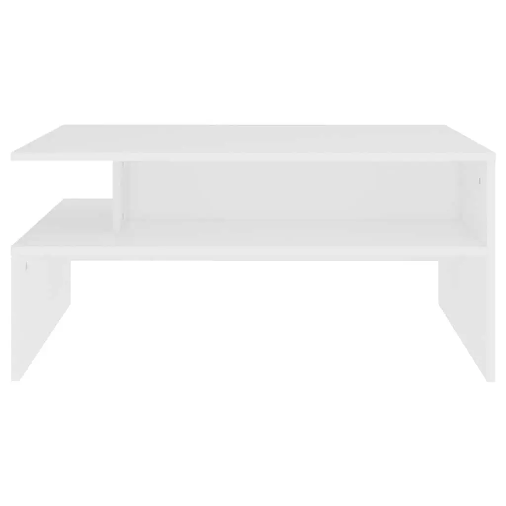 White Coffee Table Modern Storage Shelf 90cm Width 60cm Depth 42.5cm Height
