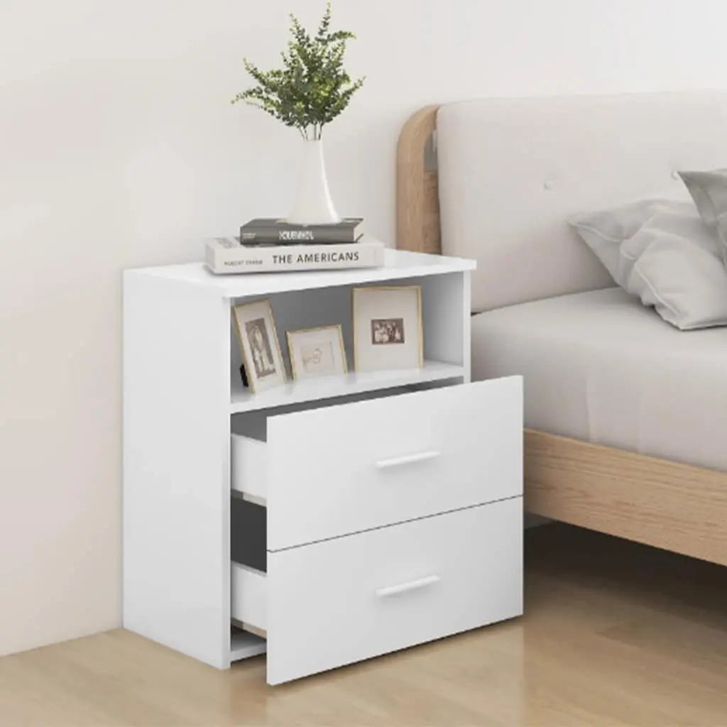 Bedside Table White Nightstand Cabinet Storage Drawers Shelf Modern Furniture