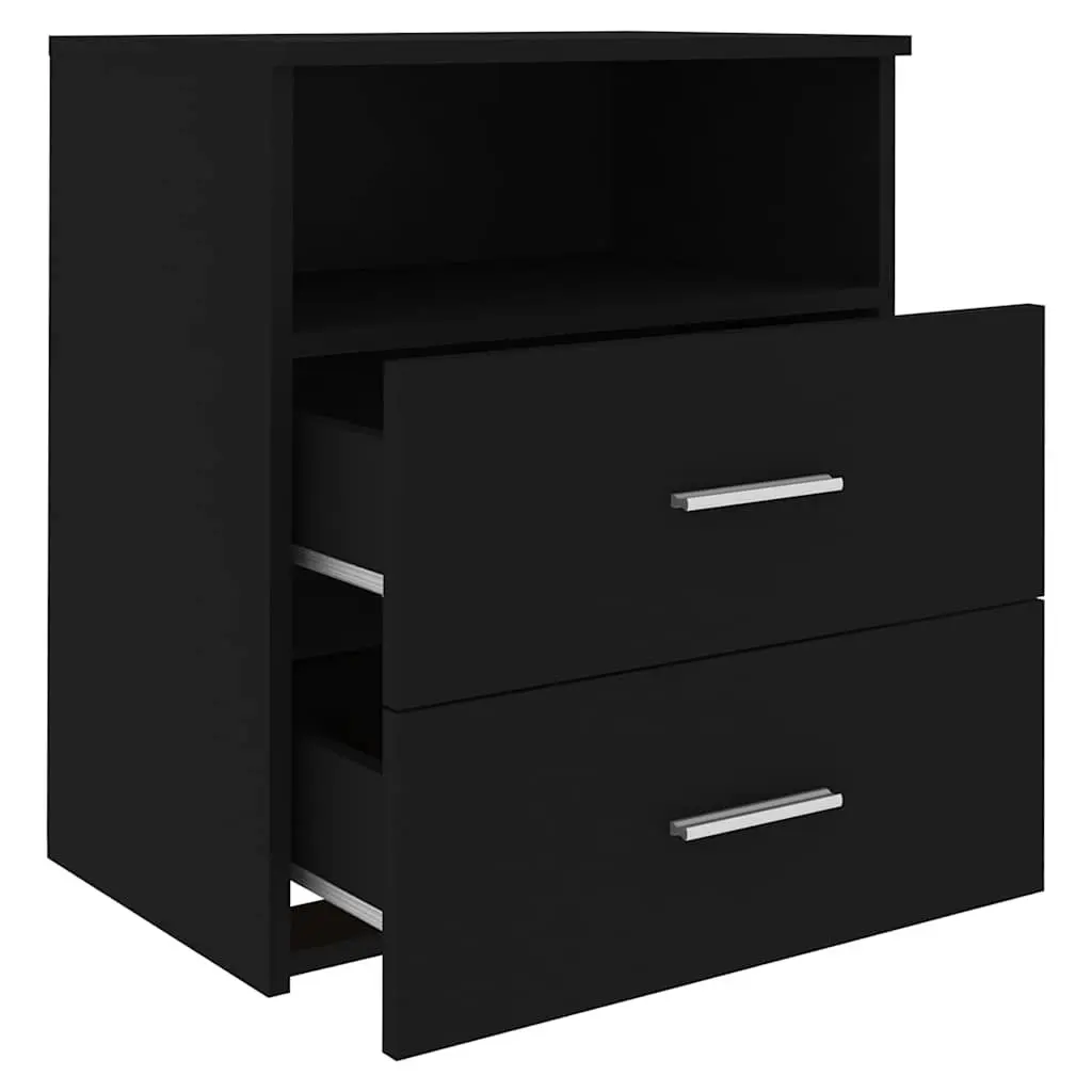 Bedside Table Black Nightstand Cabinet 50x32x60 2 Piece