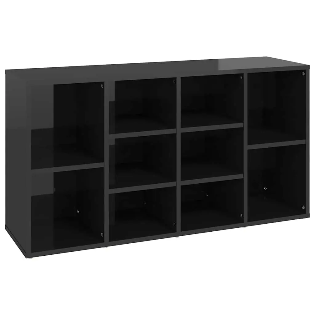 Shoe Storage Bench Black High Gloss 10 Shelves 103 x 30 x 55 cm