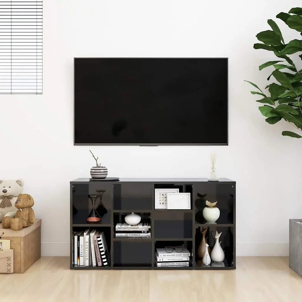 Shoe Storage Bench Black High Gloss 10 Shelves 103 x 30 x 55 cm