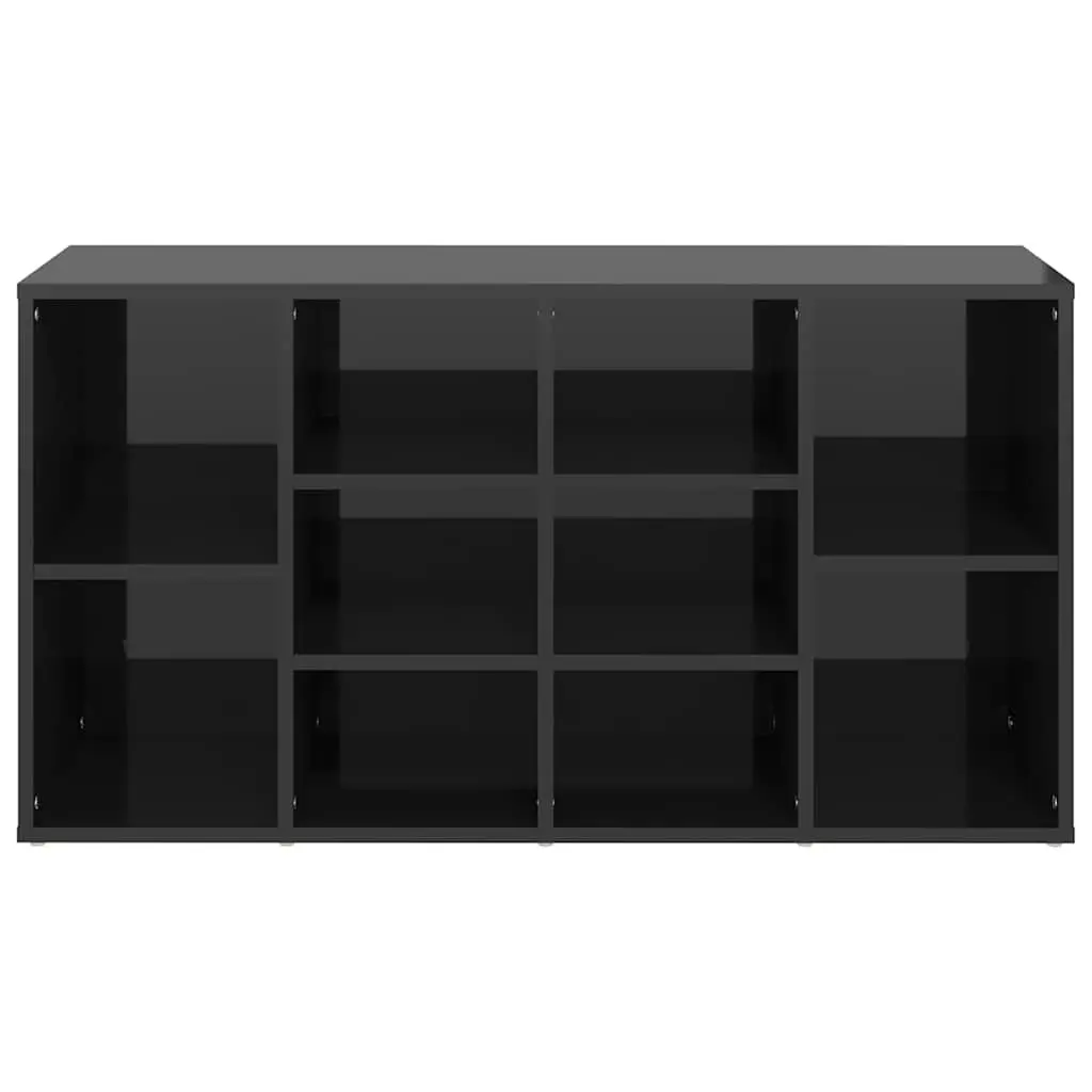 Shoe Storage Bench Black High Gloss 10 Shelves 103 x 30 x 55 cm