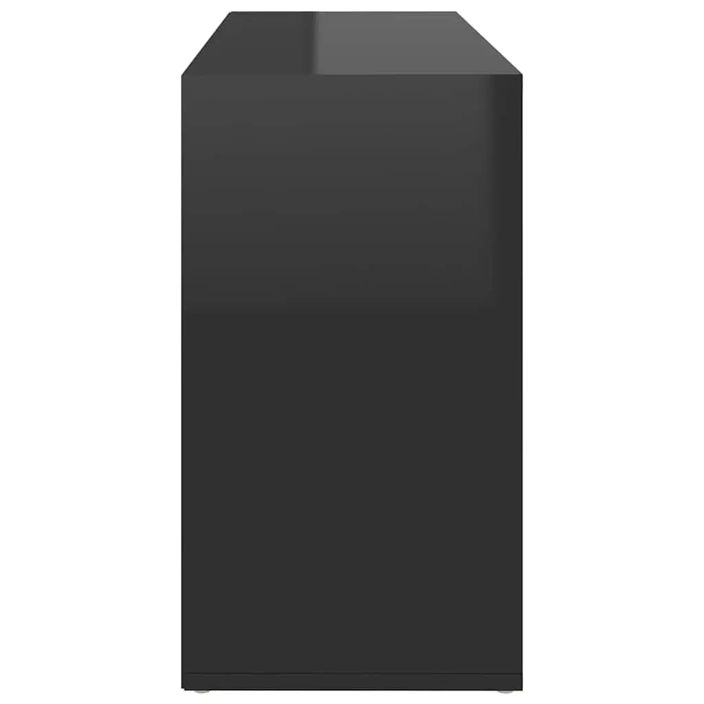 Shoe Storage Bench Black High Gloss 10 Shelves 103 x 30 x 55 cm