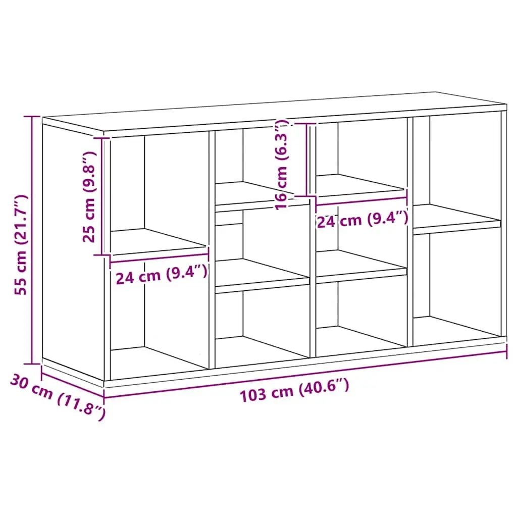 Shoe Storage Bench Black High Gloss 10 Shelves 103 x 30 x 55 cm