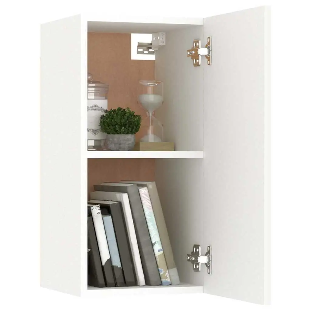 Wall-Mounted TV Cabinet Set 2 pcs White Storage Shelves