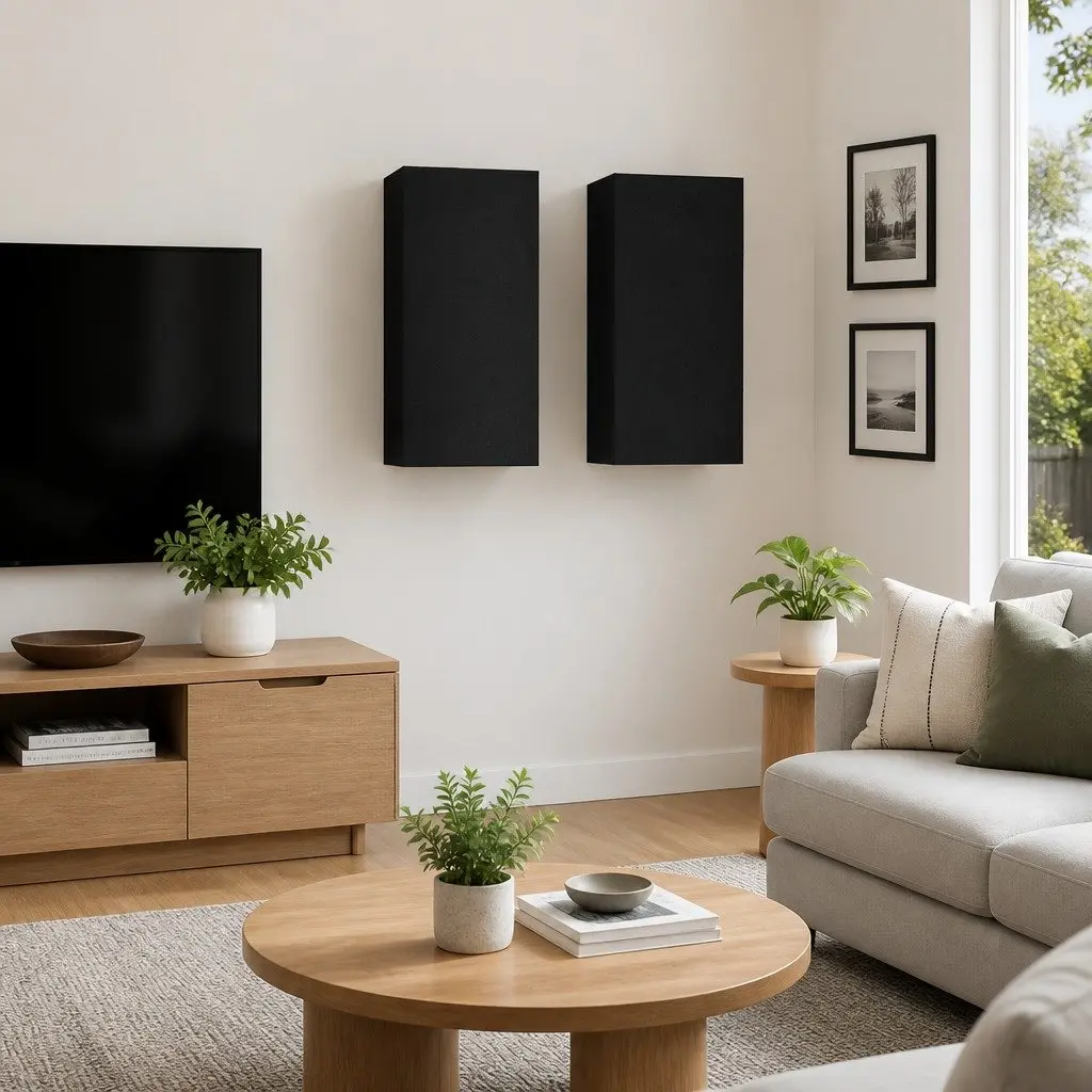 Wall-Mounted TV Cabinet Set Black 2 Pieces Storage Shelves Living Room Unit