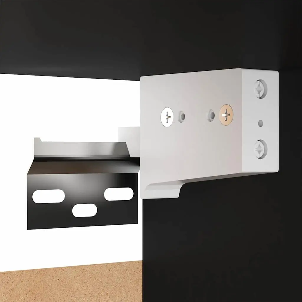 Wall-Mounted TV Cabinet Set Black 2 Pieces Storage Shelves Living Room Unit