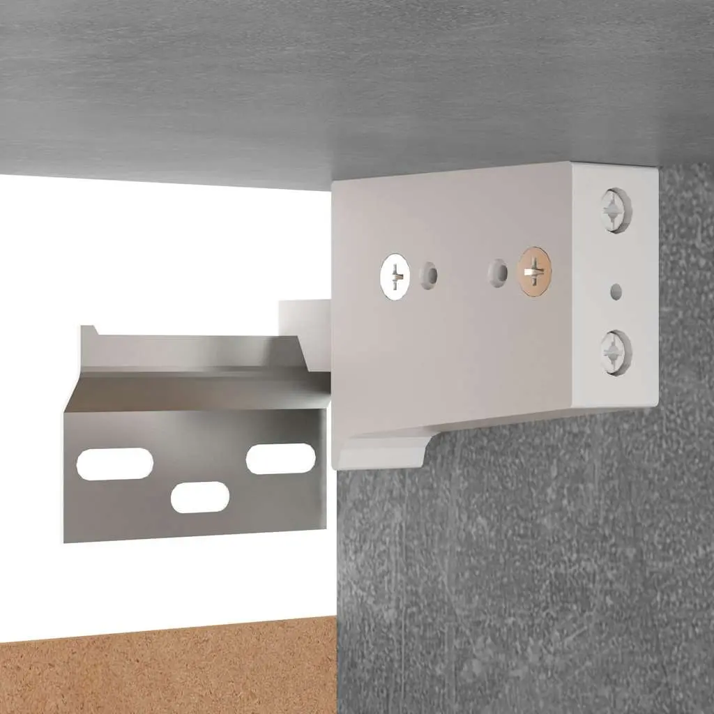 Wall-Mounted TV Cabinet Grey Engineered Wood 2 Shelves
