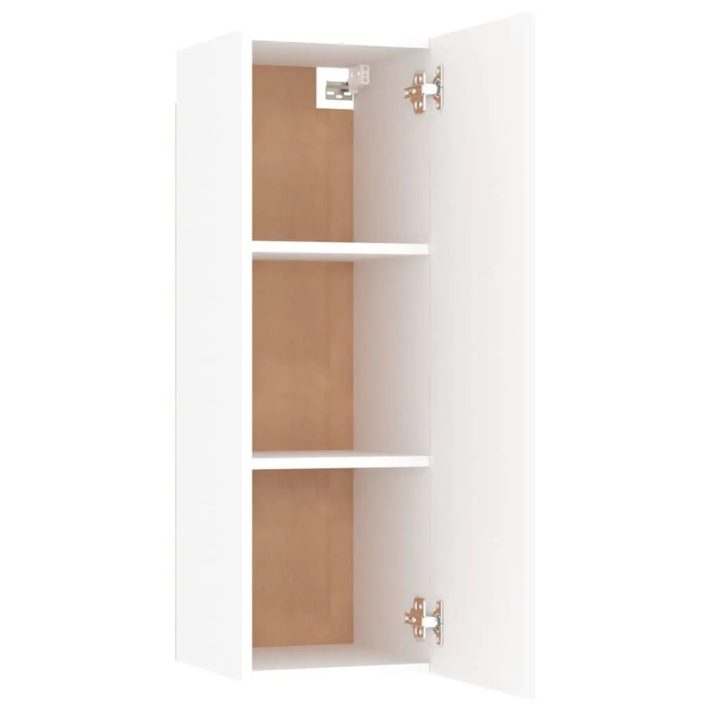 TV Cabinet Wall-Mounted White Storage Unit with 2 Shelves 30.5 x 30 x 90 cm