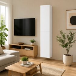 Wall-Mounted TV Cabinet Set 2 Shelves Living Room Storage White 30.5x30x90cm