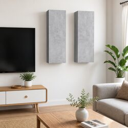Wall-Mounted TV Cabinet Set 2 pcs Grey Living Room Storage Shelving Unit