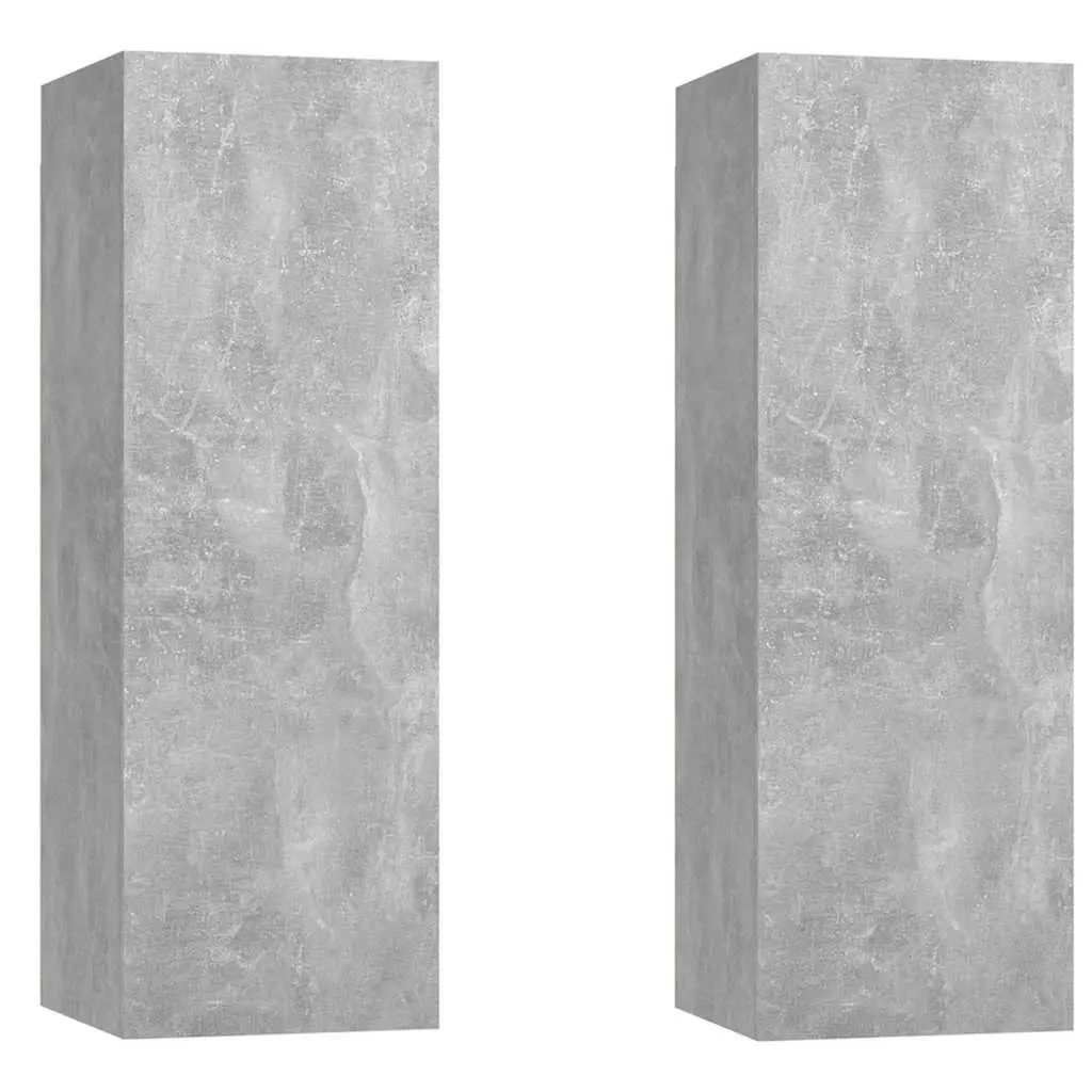 Wall-Mounted TV Cabinet Set Grey 30.5 x 30 x 90 cm Living Room Storage Shelving Unit