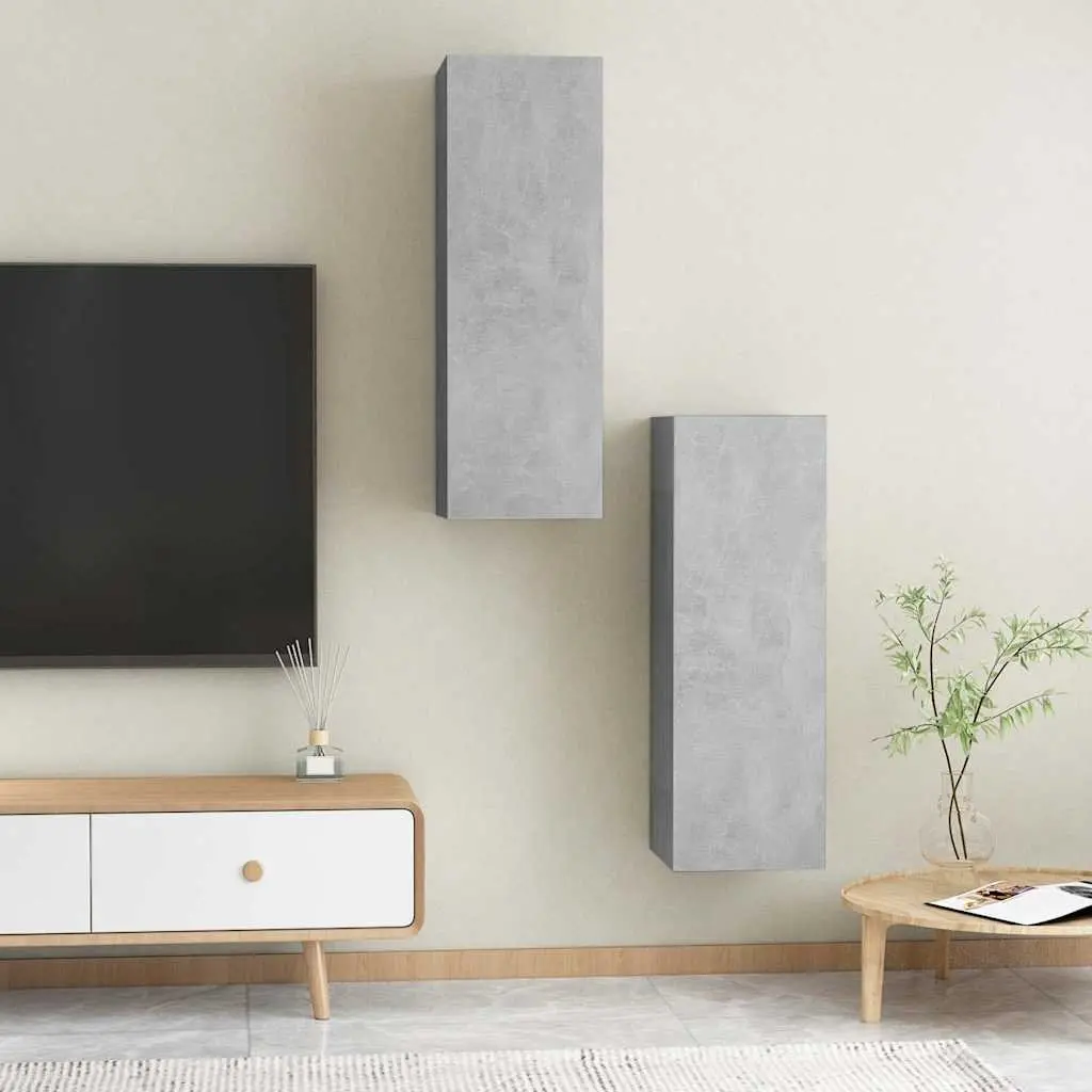 Wall-Mounted TV Cabinet Set Grey 30.5 x 30 x 90 cm Living Room Storage Shelving Unit