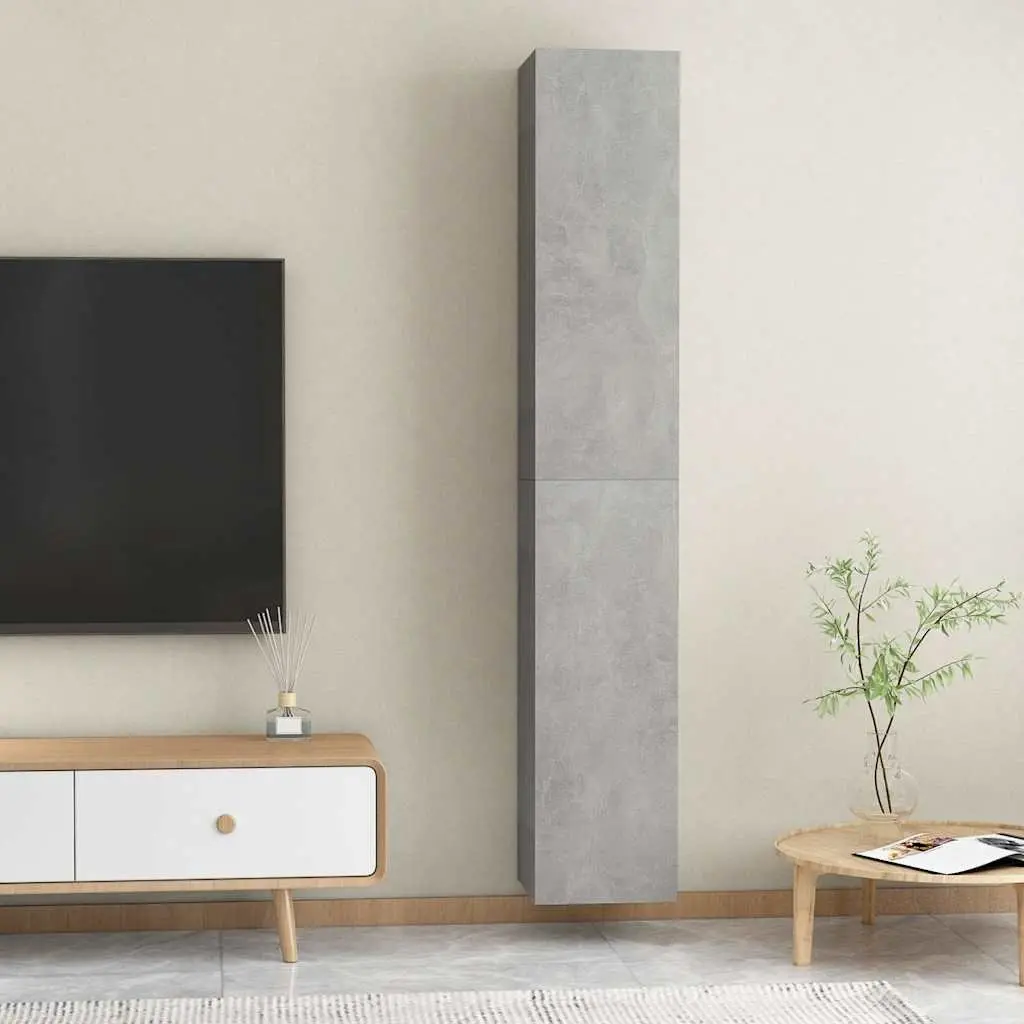 Wall-Mounted TV Cabinet Set Grey 30.5 x 30 x 90 cm Living Room Storage Shelving Unit