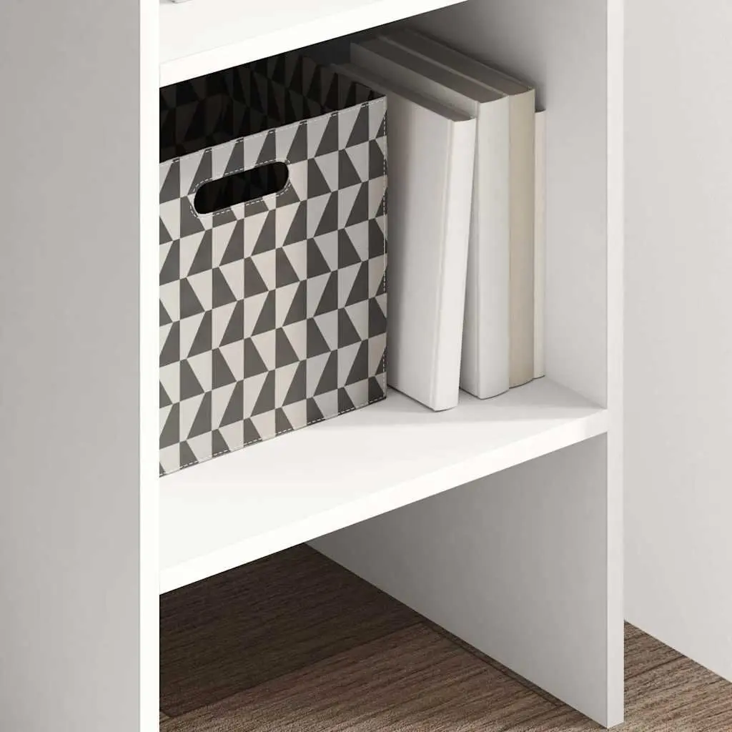 White Engineered Wood Bookshelf Modern Storage Unit 5 Spacious Compartments