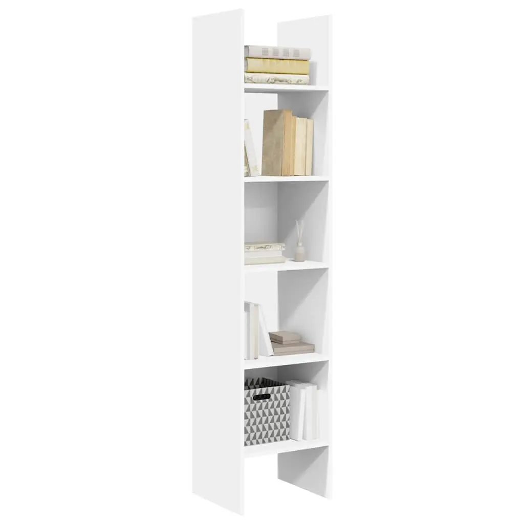 White Engineered Wood Bookshelf Modern Storage Unit 5 Spacious Compartments