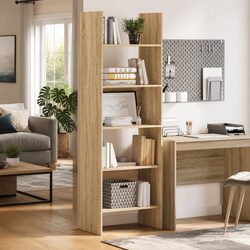 Sonoma Oak Book Cabinet with Spacious Storage, 60x35x180 cm