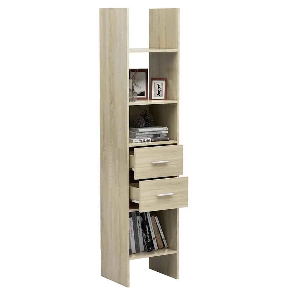 Book Cabinet Engineered Wood 40x35x180cm Storage Shelving Unit with Drawers