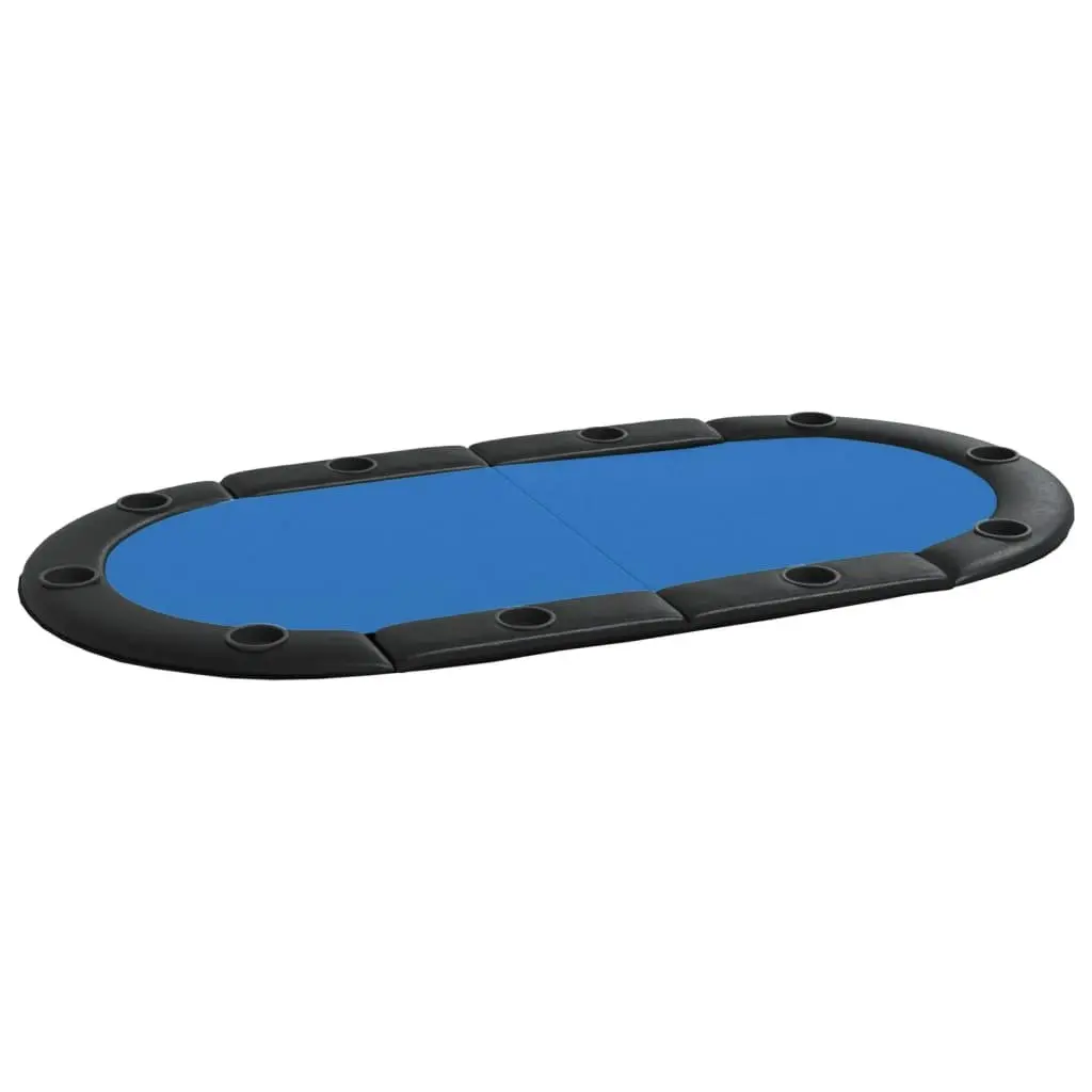 Poker Tabletop Folding 10-Player Blue Casino-Grade Felt with Cup Holders