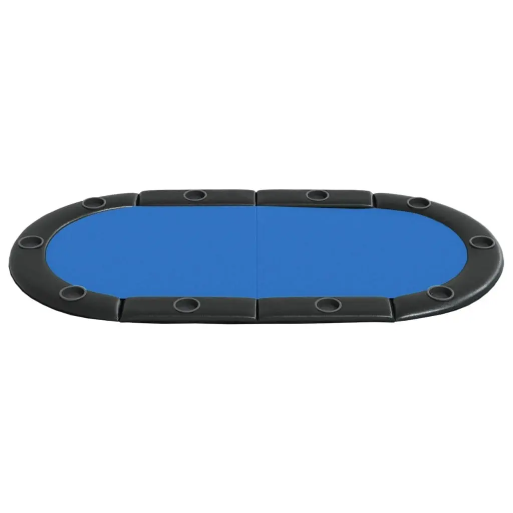 Poker Tabletop Folding 10-Player Blue Casino-Grade Felt with Cup Holders
