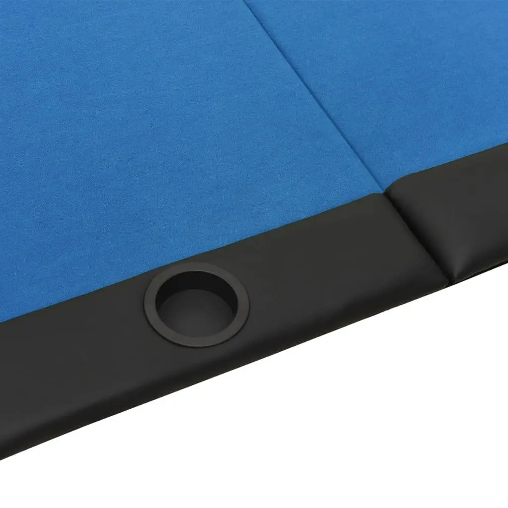 Poker Tabletop Folding 10-Player Blue Casino-Grade Felt with Cup Holders