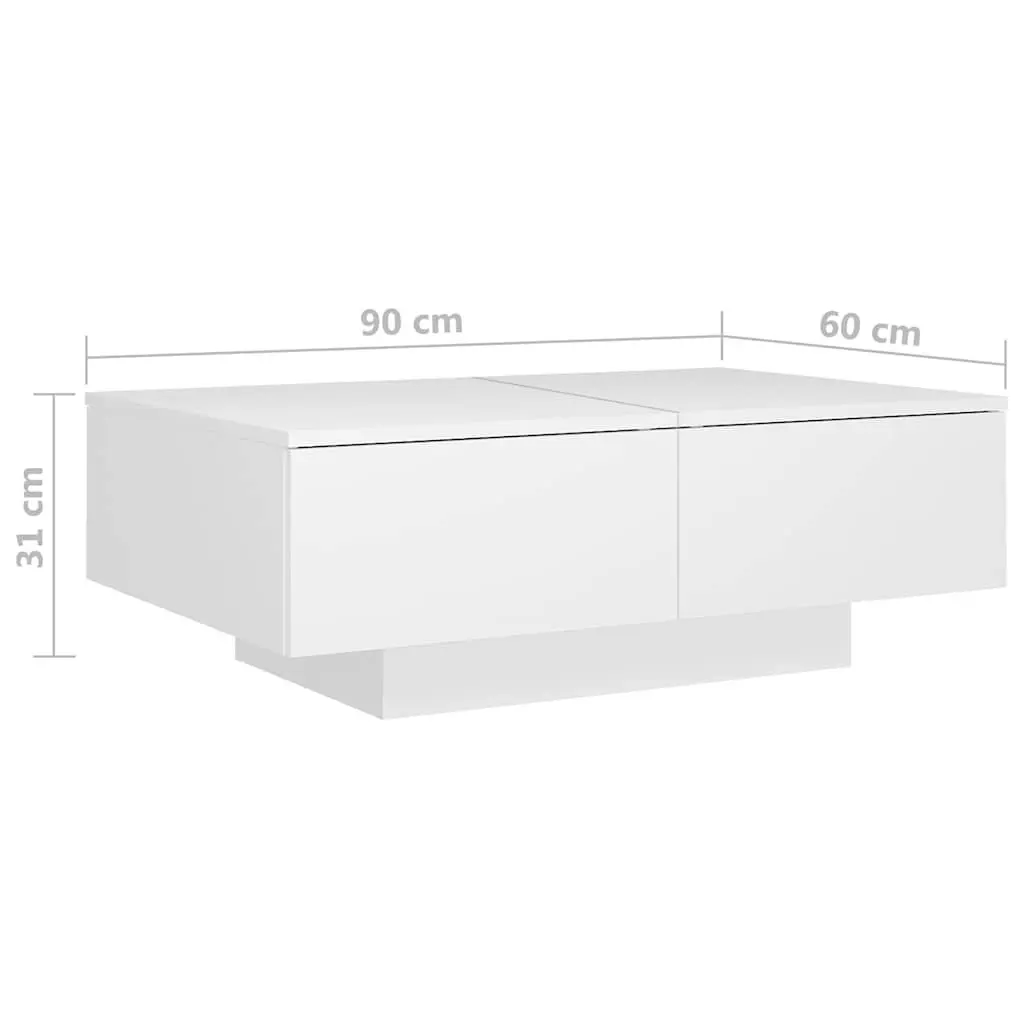 Coffee Table White Accent Engineered Wood 90x60x31cm